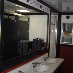 comfortable interior of our 24-ft King Restroom Trailer
